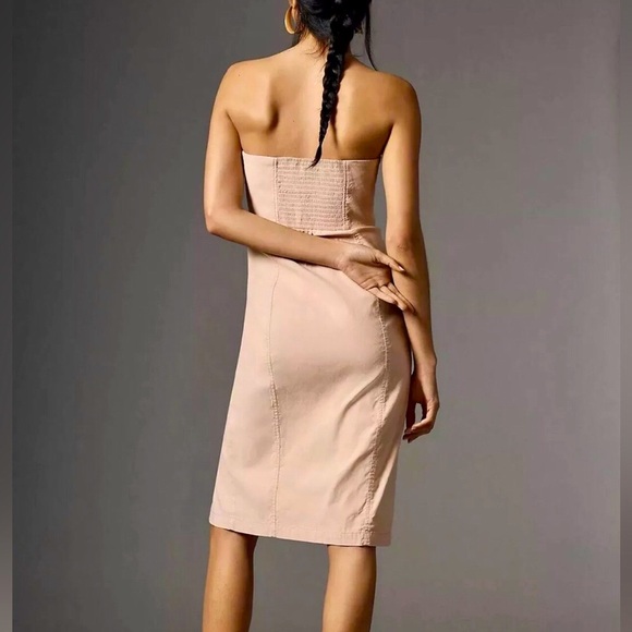 NEW $170 Anthropologie Strapless Side Slit Pale Pink Corset Dress - Stretch - XL - Picture 4 of 7